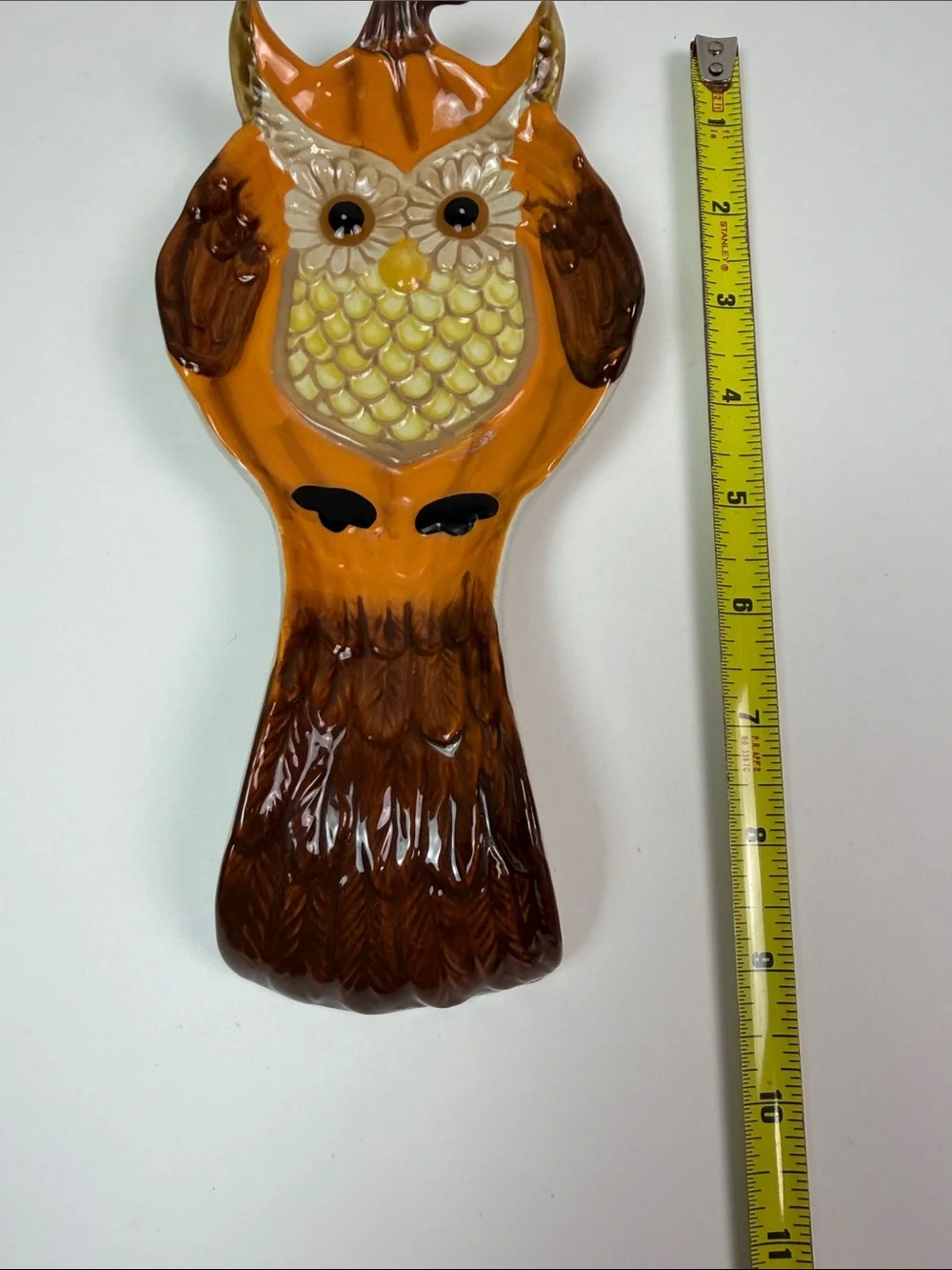 Cracker Barrel Stoneware Owl Spoon Rest Fall Harvest Kitchen Decor Ceramic Owl
